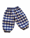 indigo gingham balloon pants