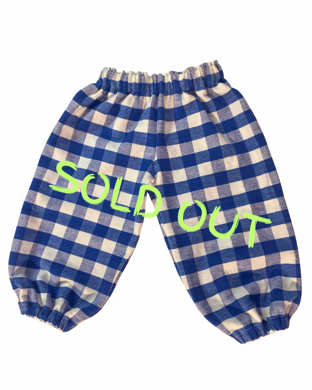 blue gingham balloon pants