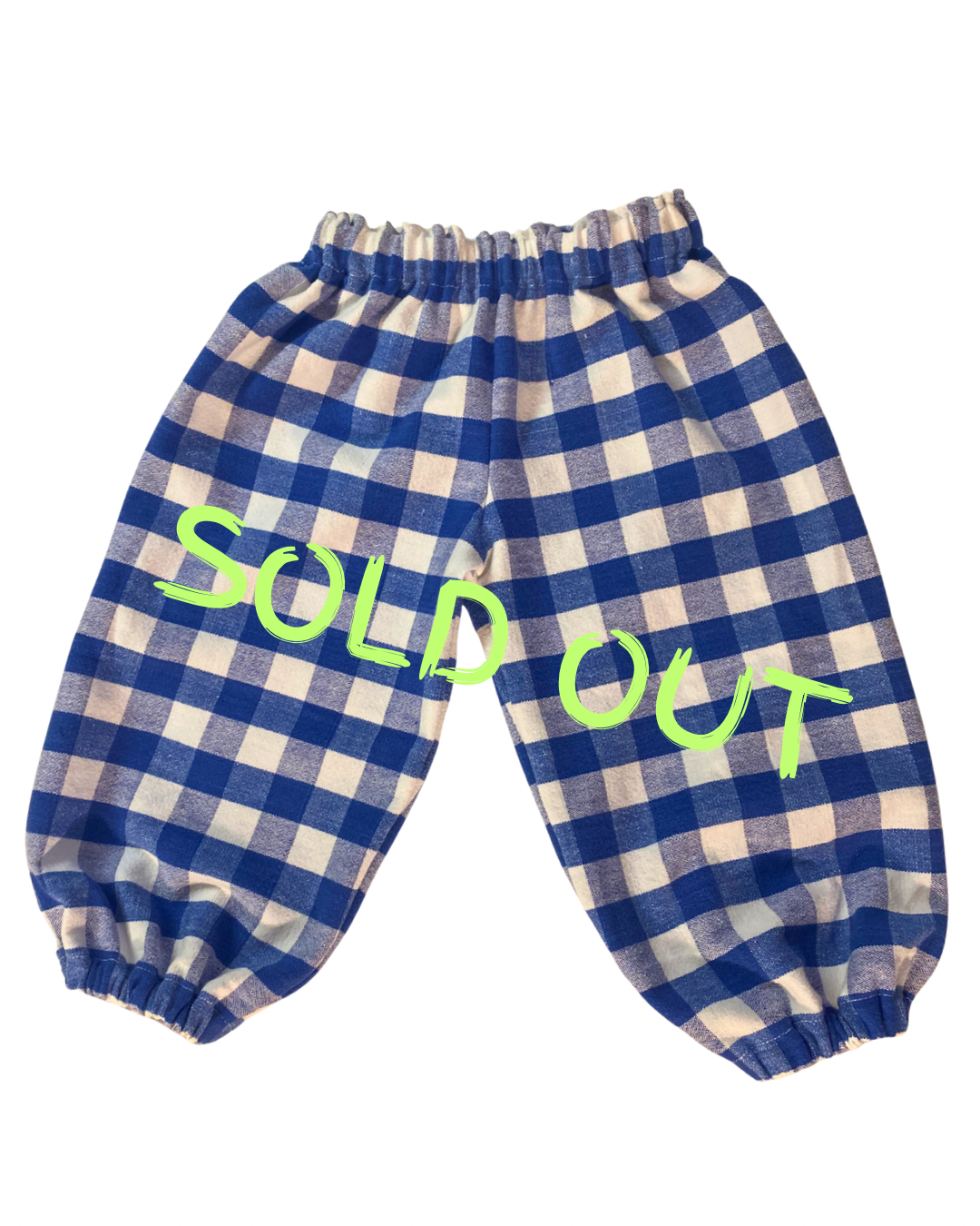 blue gingham balloon pants