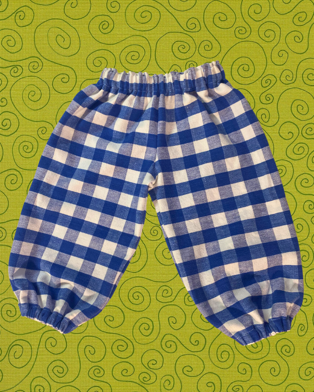 blue gingham balloon pants