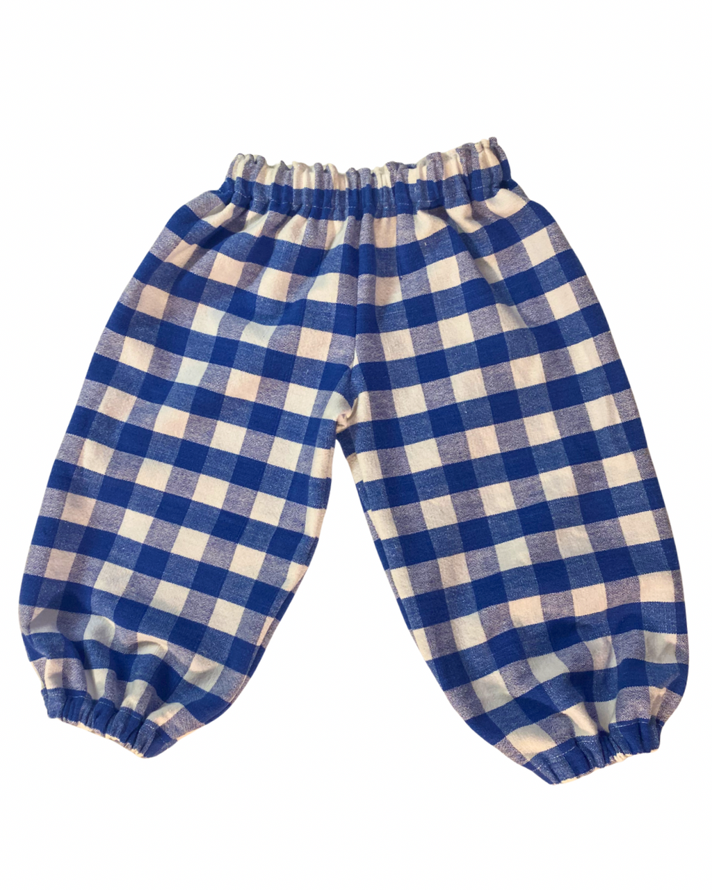 blue gingham balloon pants