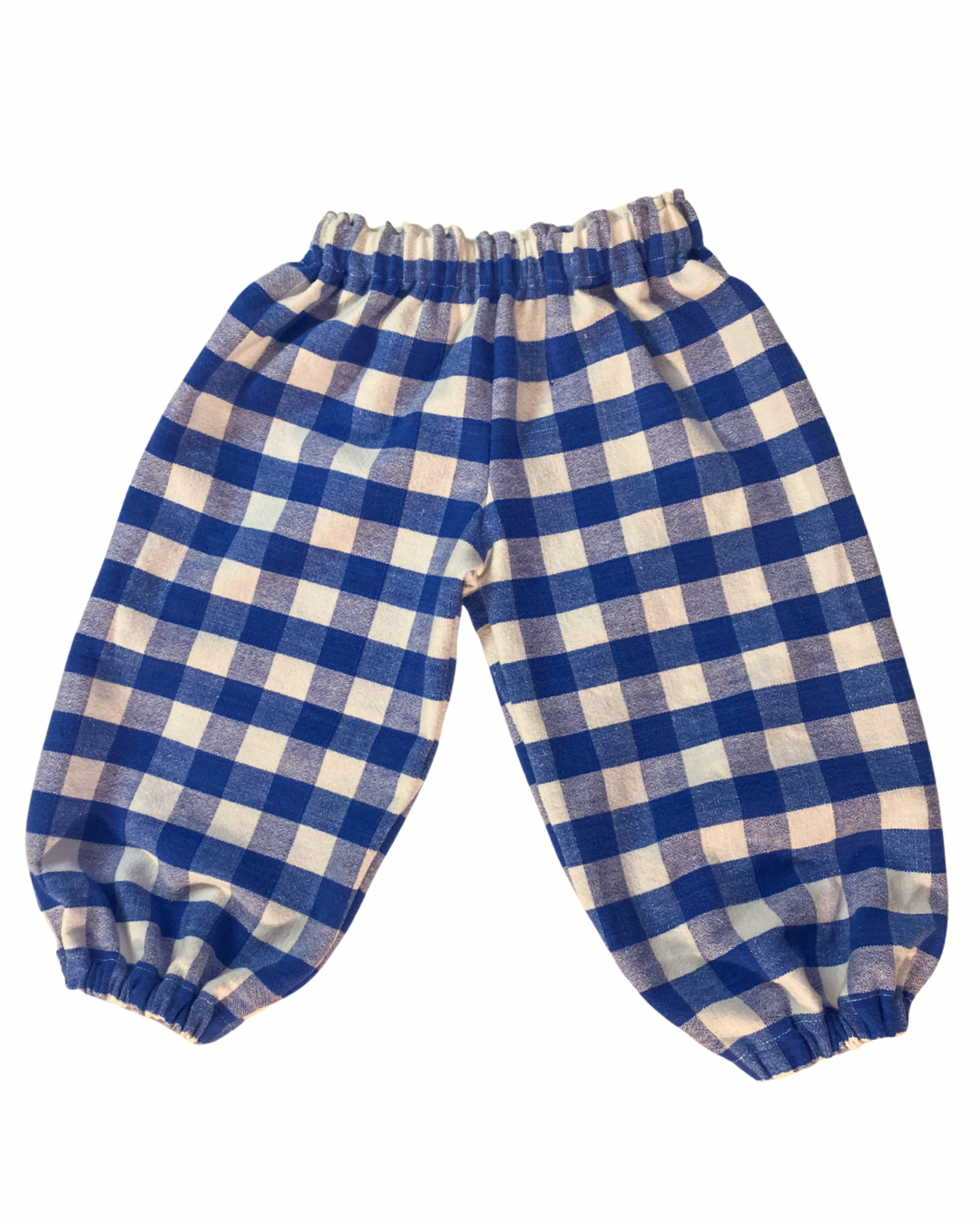 blue gingham balloon pants
